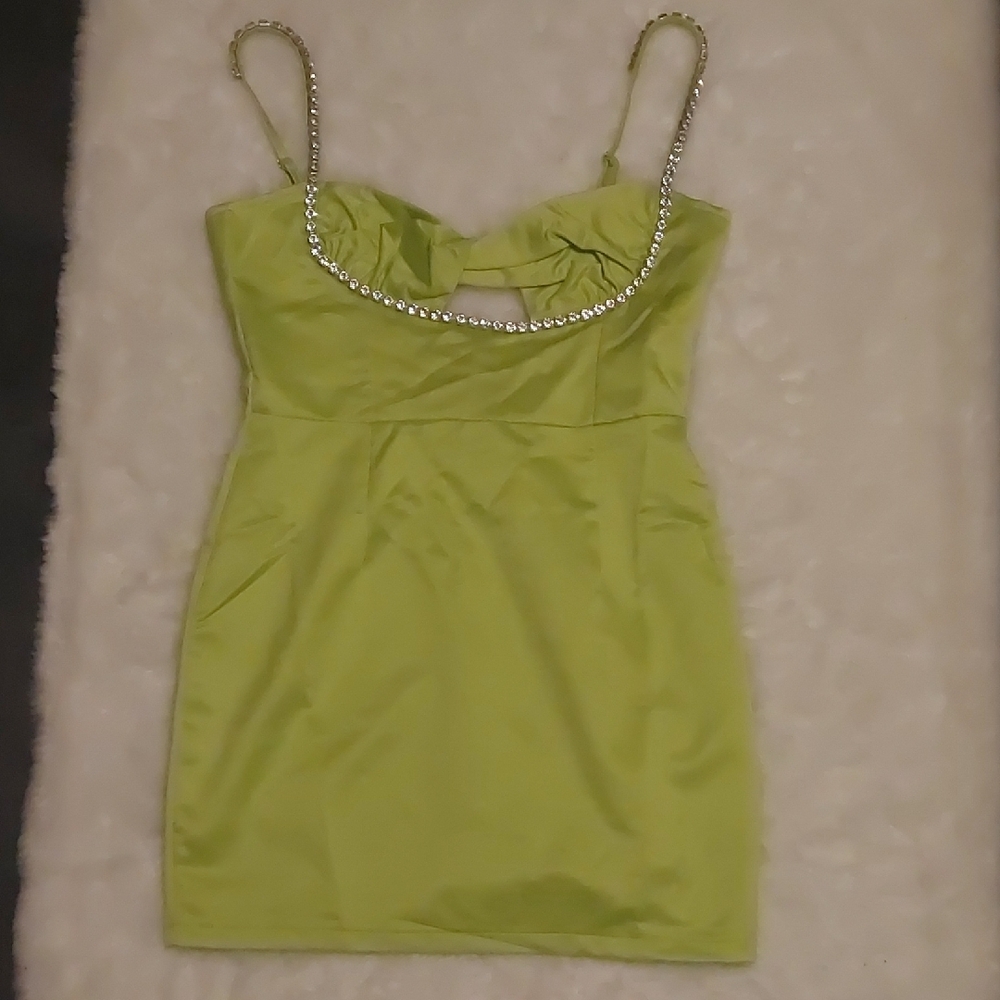 Lime Green Dress with Rhinestone Straps